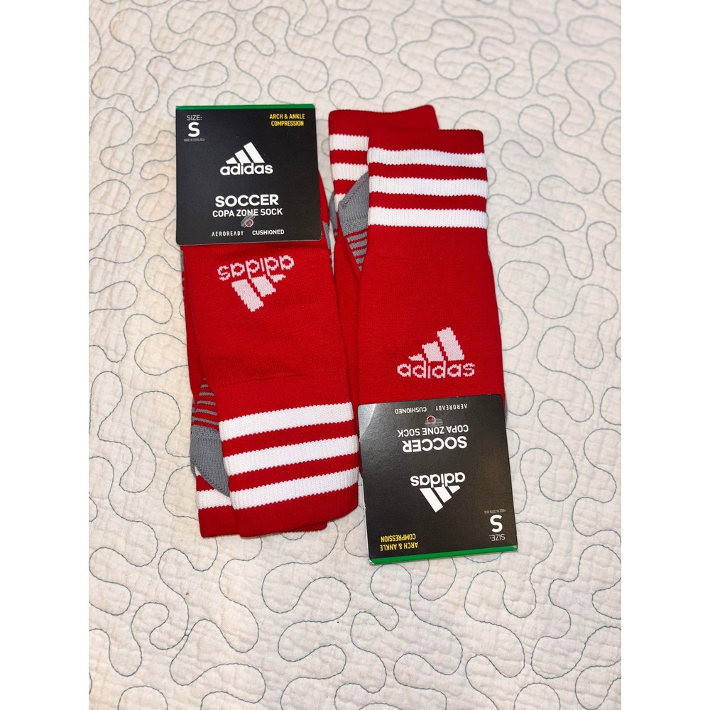 Adidas Soccer Copa Zone Socks‎ Red White Over The Calf Small 2 Pairs